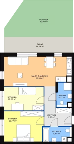 3 pokoje, mieszkanie 72,90 m², parter, oferta nr M1.0.02, Modern Helenów, Łódź, Bałuty, Helenów, ul. Smugowa 10/12