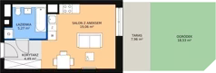 1 pokój, mieszkanie 28,72 m², parter, oferta nr M1.0.04, Modern Helenów, Łódź, Bałuty, Helenów, ul. Smugowa 10/12