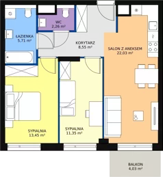 3 pokoje, mieszkanie 63,54 m², parter, oferta nr M2.0.74, Modern Helenów, Łódź, Bałuty, Helenów, ul. Smugowa 10/12