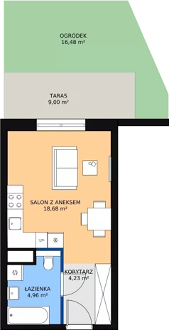 1 pokój, mieszkanie 27,90 m², parter, oferta nr M2.0.77, Modern Helenów, Łódź, Bałuty, Helenów, ul. Smugowa 10/12