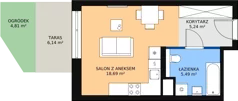 1 pokój, mieszkanie 29,37 m², parter, oferta nr M2.0.78, Modern Helenów, Łódź, Bałuty, Helenów, ul. Smugowa 10/12