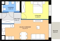 2 pokoje, mieszkanie 43,66 m², parter, oferta nr M2.0.81, Modern Helenów, Łódź, Bałuty, Helenów, ul. Smugowa 10/12