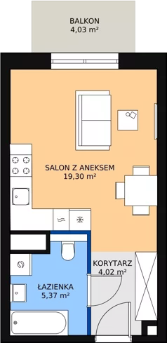 1 pokój, mieszkanie 28,87 m², piętro 1, oferta nr M2.1.95, Modern Helenów, Łódź, Bałuty, Helenów, ul. Smugowa 10/12