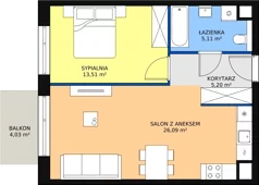 2 pokoje, mieszkanie 49,91 m², piętro 2, oferta nr M1.2.23, Modern Helenów, Łódź, Bałuty, Helenów, ul. Smugowa 10/12