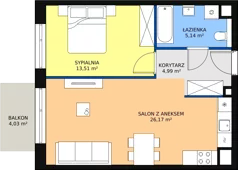 2 pokoje, mieszkanie 49,43 m², piętro 2, oferta nr M1.2.24, Modern Helenów, Łódź, Bałuty, Helenów, ul. Smugowa 10/12