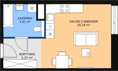 1 pokój, mieszkanie 31,22 m², piętro 2, oferta nr M1.2.27, Modern Helenów, Łódź, Bałuty, Helenów, ul. Smugowa 10/12
