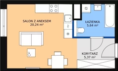 1 pokój, mieszkanie 31,25 m², piętro 2, oferta nr M2.2.96, Modern Helenów, Łódź, Bałuty, Helenów, ul. Smugowa 10/12