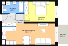 2 pokoje, mieszkanie 43,03 m², piętro 2, oferta nr M2.2.101, Modern Helenów, Łódź, Bałuty, Helenów, ul. Smugowa 10/12