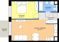 2 pokoje, mieszkanie 50,30 m², piętro 4, oferta nr M1.4.45, Modern Helenów, Łódź, Bałuty, Helenów, ul. Smugowa 10/12