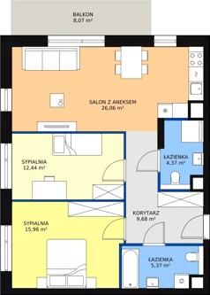 3 pokoje, mieszkanie 73,95 m², piętro 4, oferta nr M1.4.47, Modern Helenów, Łódź, Bałuty, Helenów, ul. Smugowa 10/12