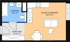 1 pokój, mieszkanie 31,40 m², piętro 4, oferta nr M1.4.49, Modern Helenów, Łódź, Bałuty, Helenów, ul. Smugowa 10/12