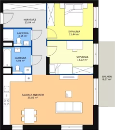 3 pokoje, mieszkanie 80,74 m², piętro 4, oferta nr M2.4.126, Modern Helenów, Łódź, Bałuty, Helenów, ul. Smugowa 10/12