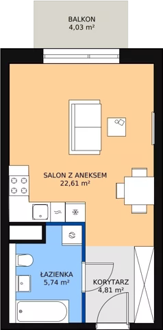 1 pokój, mieszkanie 33,05 m², piętro 4, oferta nr M3.4.204, Modern Helenów, Łódź, Bałuty, Helenów, ul. Smugowa 10/12