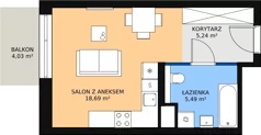 1 pokój, mieszkanie 29,31 m², piętro 5, oferta nr M2.5.133, Modern Helenów, Łódź, Bałuty, Helenów, ul. Smugowa 10/12