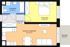 2 pokoje, mieszkanie 43,38 m², piętro 5, oferta nr M2.5.137, Modern Helenów, Łódź, Bałuty, Helenów, ul. Smugowa 10/12