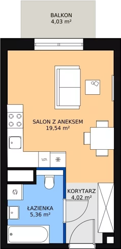 1 pokój, mieszkanie 29,12 m², piętro 5, oferta nr M2.5.143, Modern Helenów, Łódź, Bałuty, Helenów, ul. Smugowa 10/12
