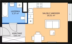 1 pokój, mieszkanie 31,39 m², piętro 6, oferta nr M1.6.71, Modern Helenów, Łódź, Bałuty, Helenów, ul. Smugowa 10/12