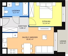2 pokoje, mieszkanie 38,73 m², piętro 6, oferta nr M2.6.147, Modern Helenów, Łódź, Bałuty, Helenów, ul. Smugowa 10/12