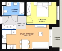 2 pokoje, mieszkanie 38,51 m², piętro 6, oferta nr M2.6.148, Modern Helenów, Łódź, Bałuty, Helenów, ul. Smugowa 10/12