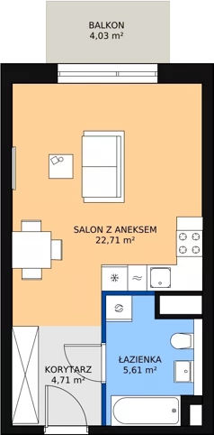 1 pokój, mieszkanie 33,06 m², piętro 6, oferta nr M3.6.227, Modern Helenów, Łódź, Bałuty, Helenów, ul. Smugowa 10/12