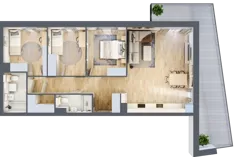 4 pokoje, mieszkanie 83,16 m², piętro 1, oferta nr B5-K1-1-1, ATAL Strachowicka II, Wrocław, Żerniki, Fabryczna, ul. Strachowicka