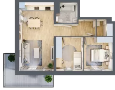 3 pokoje, mieszkanie 60,19 m², piętro 1, oferta nr B5-K1-1-3, ATAL Strachowicka II, Wrocław, Żerniki, Fabryczna, ul. Strachowicka