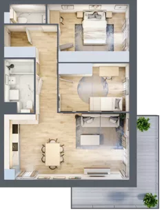 3 pokoje, mieszkanie 66,71 m², piętro 3, oferta nr B5-K2-3-4, ATAL Strachowicka II, Wrocław, Żerniki, Fabryczna, ul. Strachowicka