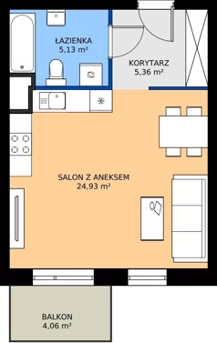 1 pokój, mieszkanie 35,41 m², piętro 3, oferta nr B5-K2-3-5, ATAL Strachowicka II, Wrocław, Żerniki, Fabryczna, ul. Strachowicka