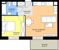 2 pokoje, mieszkanie 41,19 m², piętro 2, oferta nr B5-K3-2-2, ATAL Strachowicka II, Wrocław, Żerniki, Fabryczna, ul. Strachowicka