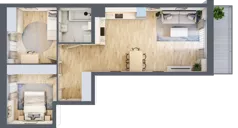 3 pokoje, mieszkanie 63,32 m², piętro 4, oferta nr B5-K2-4-1, ATAL Strachowicka II, Wrocław, Żerniki, Fabryczna, ul. Strachowicka
