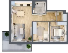 3 pokoje, mieszkanie 60,13 m², piętro 2, oferta nr B5-K1-2-3, ATAL Strachowicka II, Wrocław, Żerniki, Fabryczna, ul. Strachowicka