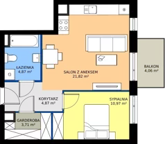 2 pokoje, mieszkanie 46,07 m², piętro 3, oferta nr B5-K1-3-6, ATAL Strachowicka II, Wrocław, Żerniki, Fabryczna, ul. Strachowicka