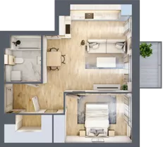 2 pokoje, mieszkanie 46,07 m², piętro 3, oferta nr B5-K1-3-6, ATAL Strachowicka II, Wrocław, Żerniki, Fabryczna, ul. Strachowicka