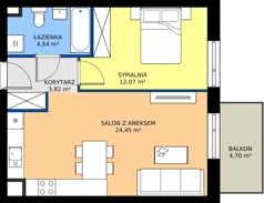 2 pokoje, mieszkanie 45,04 m², piętro 2, oferta nr B5-K2-2-3, ATAL Strachowicka II, Wrocław, Żerniki, Fabryczna, ul. Strachowicka