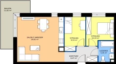 3 pokoje, mieszkanie 60,10 m², piętro 2, oferta nr B5-K3-2-4, ATAL Strachowicka II, Wrocław, Żerniki, Fabryczna, ul. Strachowicka
