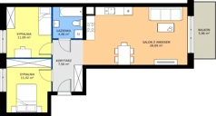 3 pokoje, mieszkanie 63,31 m², piętro 1, oferta nr B5-K2-1-1, ATAL Strachowicka II, Wrocław, Żerniki, Fabryczna, ul. Strachowicka