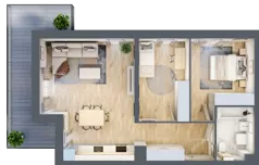 3 pokoje, mieszkanie 62,87 m², piętro 2, oferta nr B5-K1-2-2, ATAL Strachowicka II, Wrocław, Żerniki, Fabryczna, ul. Strachowicka