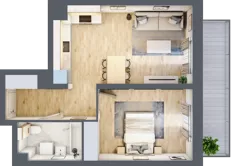 2 pokoje, mieszkanie 44,76 m², piętro 3, oferta nr B6-K1-3-3, ATAL Strachowicka II, Wrocław, Żerniki, Fabryczna, ul. Strachowicka