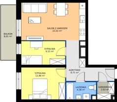 3 pokoje, mieszkanie 60,83 m², piętro 1, oferta nr B6-K1-1-7, ATAL Strachowicka II, Wrocław, Żerniki, Fabryczna, ul. Strachowicka