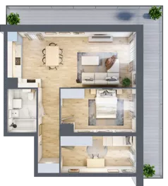 3 pokoje, mieszkanie 62,13 m², piętro 1, oferta nr B6-K1-1-2, ATAL Strachowicka II, Wrocław, Żerniki, Fabryczna, ul. Strachowicka