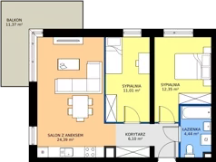 3 pokoje, mieszkanie 58,23 m², piętro 1, oferta nr B7-K1-1-1, ATAL Strachowicka II, Wrocław, Żerniki, Fabryczna, ul. Strachowicka