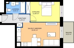 2 pokoje, mieszkanie 41,83 m², piętro 2, oferta nr B7-K1-2-4, ATAL Strachowicka II, Wrocław, Żerniki, Fabryczna, ul. Strachowicka