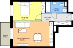 2 pokoje, mieszkanie 48,34 m², piętro 2, oferta nr B7-K1-2-7, ATAL Strachowicka II, Wrocław, Żerniki, Fabryczna, ul. Strachowicka