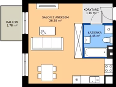 1 pokój, mieszkanie 33,89 m², piętro 2, oferta nr B7-K1-2-8, ATAL Strachowicka II, Wrocław, Żerniki, Fabryczna, ul. Strachowicka