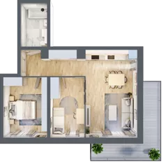 3 pokoje, mieszkanie 58,29 m², piętro 1, oferta nr B7-K1-1-5, ATAL Strachowicka II, Wrocław, Żerniki, Fabryczna, ul. Strachowicka