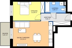 2 pokoje, mieszkanie 48,57 m², piętro 1, oferta nr B8-K1-1-7, ATAL Strachowicka II, Wrocław, Żerniki, Fabryczna, ul. Strachowicka