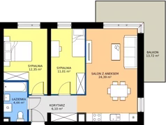 3 pokoje, mieszkanie 58,37 m², piętro 1, oferta nr B8-K1-1-2, ATAL Strachowicka II, Wrocław, Żerniki, Fabryczna, ul. Strachowicka
