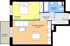 2 pokoje, mieszkanie 48,66 m², piętro 2, oferta nr B8-K1-2-7, ATAL Strachowicka II, Wrocław, Żerniki, Fabryczna, ul. Strachowicka