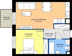 2 pokoje, mieszkanie 45,02 m², piętro 2, oferta nr B9-K2-2-3, ATAL Strachowicka II, Wrocław, Żerniki, Fabryczna, ul. Strachowicka
