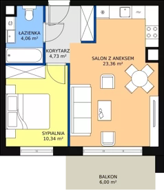2 pokoje, mieszkanie 42,80 m², piętro 1, oferta nr 3.3.8, Osiedle Przyjemne - etap II, Gdańsk, Jasień, ul. Flisykowskiego